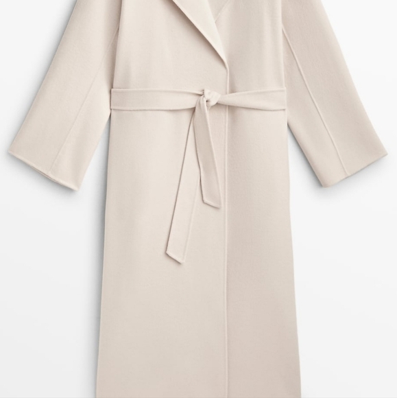 WOOL BLEND ROBE COAT WITH BELT - Picture 12 of 16